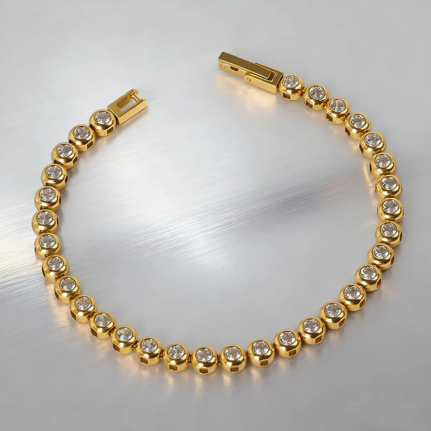 Gold Bezel Set Tennis Bracelet for Men