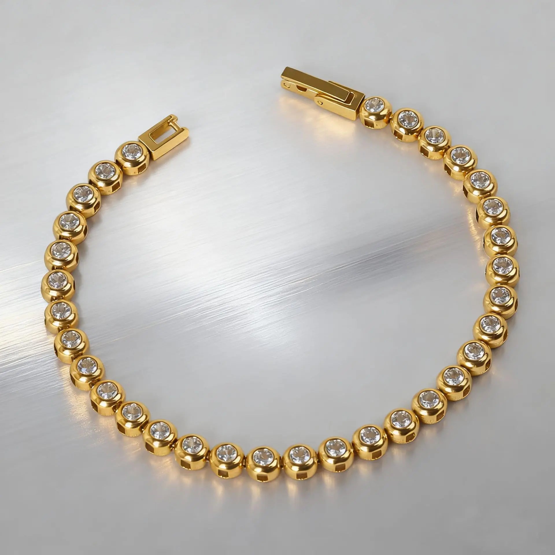 Gold Bezel Set Tennis Bracelet for Men