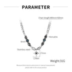 Steel Figaro Chain Necklace with Hematite Star