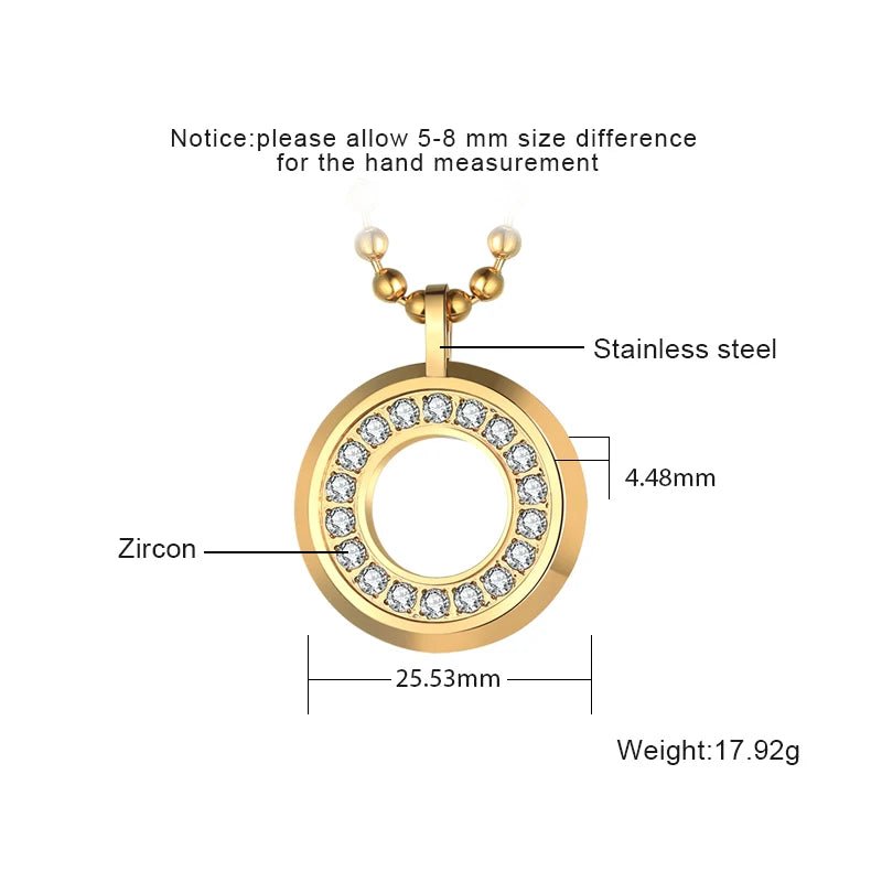 Circle Pendant Necklace with Zircon