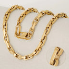 Rectangle Link Chain Necklace in Steel and Gold