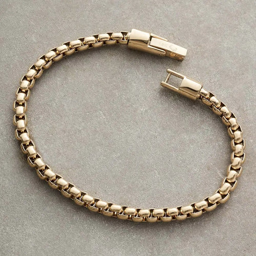 18K Gold Plated Box Chain Bracelet in Three Widths