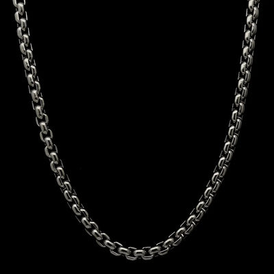 Pure Titanium Box Chain Necklace in Polished Silver