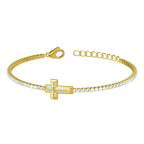 18K Gold PVD Cross Charm Tennis Bracelet