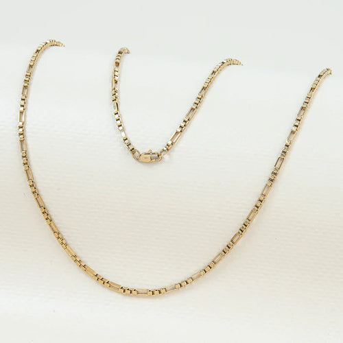 18K Gold Plated Box Chain Necklace in 3mm Steel