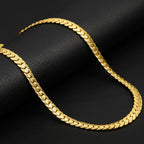18K Gold Plated Herringbone Necklace with a Flat Profile