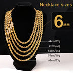 6mm Gold Rope Necklace with Zircon Clasp