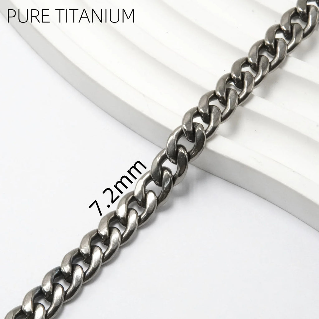 Pure Titanium Cuban Link Necklace 7.2mm
