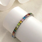 Rainbow Square Zircon Tennis Bracelet