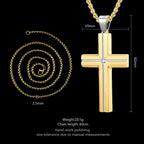 Two-Tone Cross Pendant Necklace with Zircon