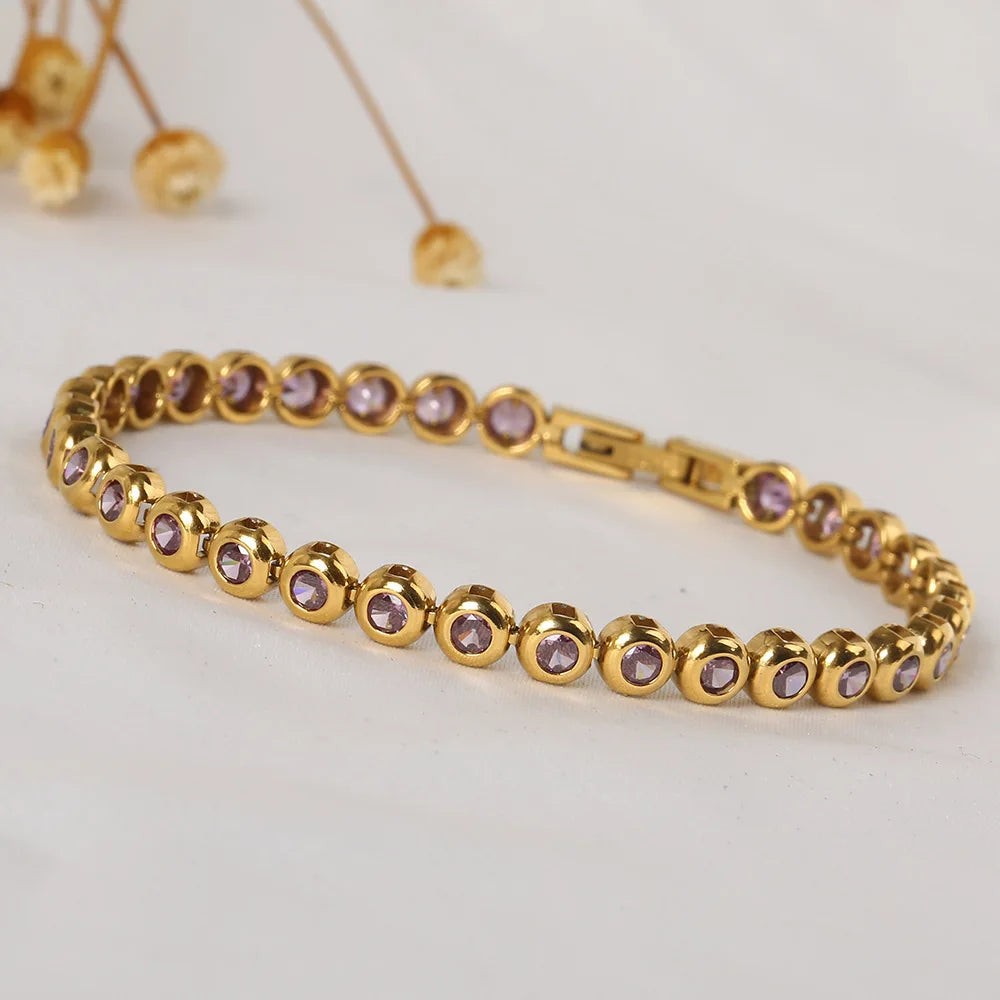 Gold with Pink Zircon