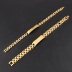 18K Gold Plated ID Bracelet with Watchband Links