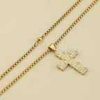 18K Gold Plated Geometric Cross Pendant Necklace