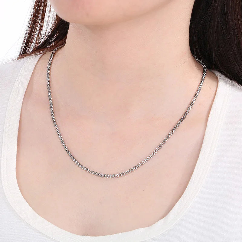Steel Round Link Chain Necklace in Three Finishes