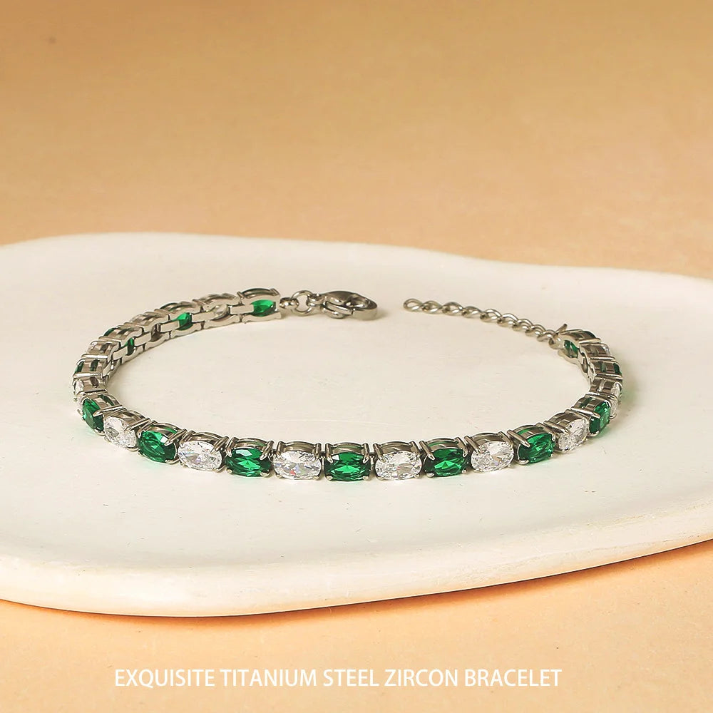18K Gold Plated Oval Zircon Tennis Bracelet