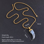 Labradorite Fang Pendant Necklace in Steel