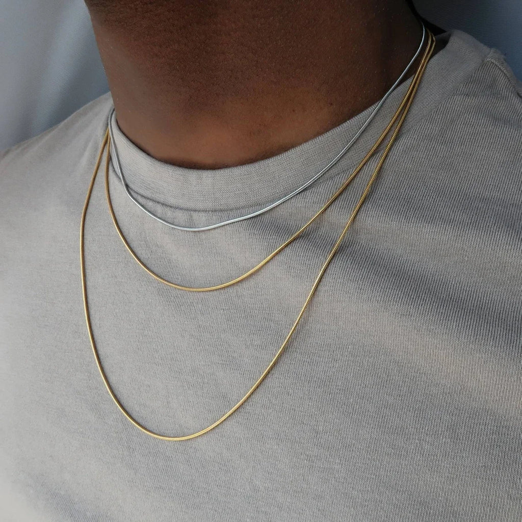 18K Gold Plated Round Snake Chain Necklace
