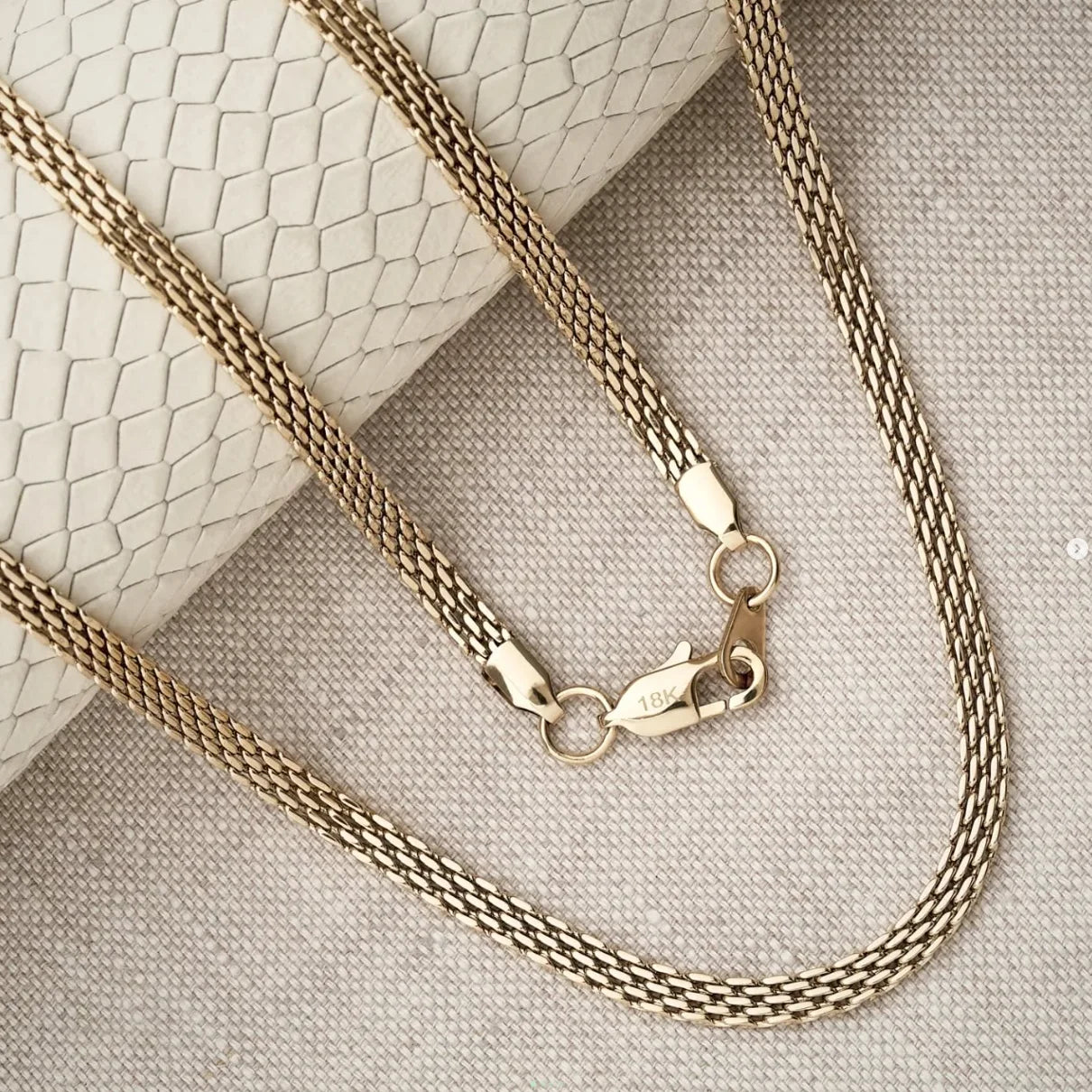 5mm Woven Mesh Necklace in Gold or Steel