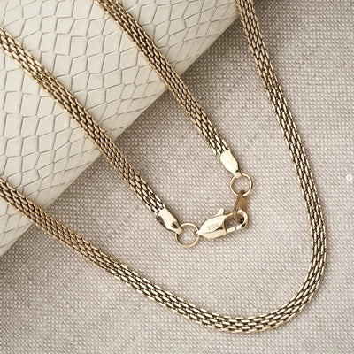 5mm Woven Mesh Necklace in Gold or Steel