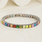 Rainbow Square Zircon Tennis Bracelet