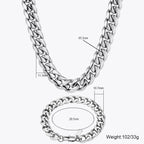 Polished Cuban Link Necklace and Bracelet Set