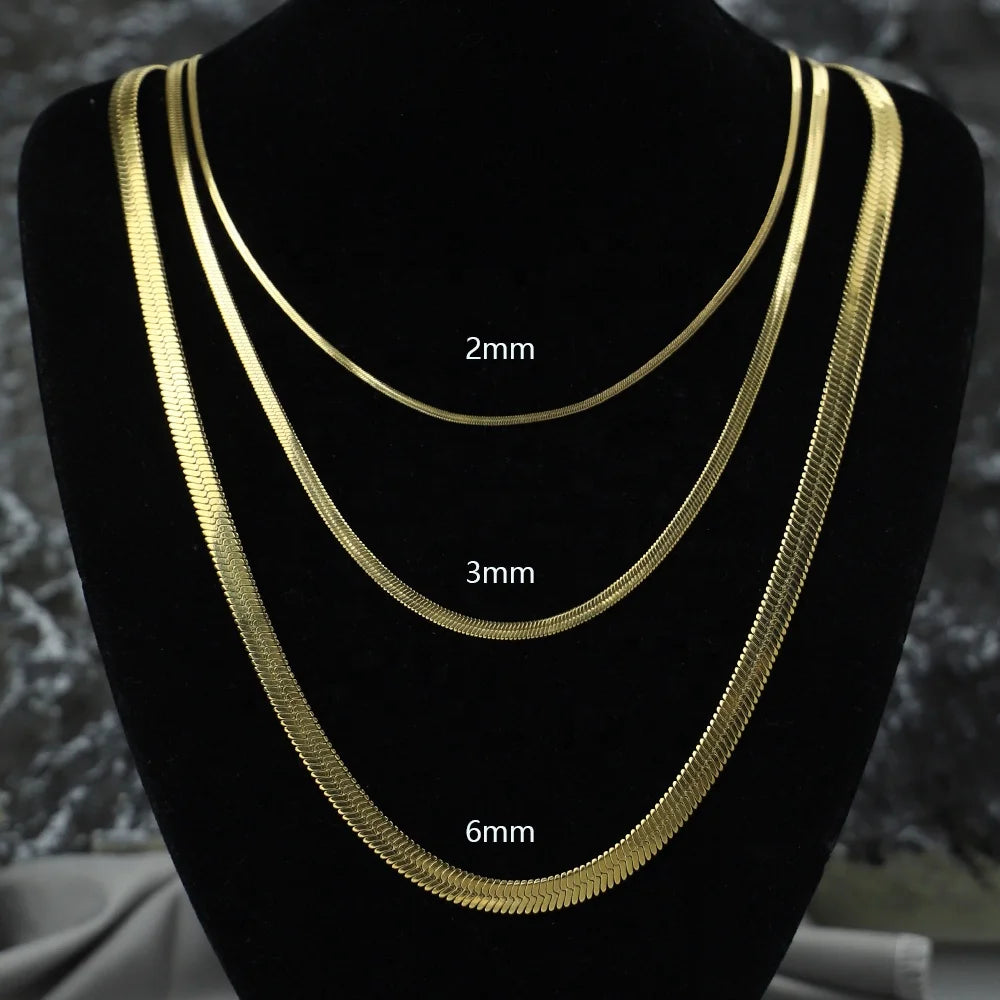Polished Steel Snake Chain Necklace