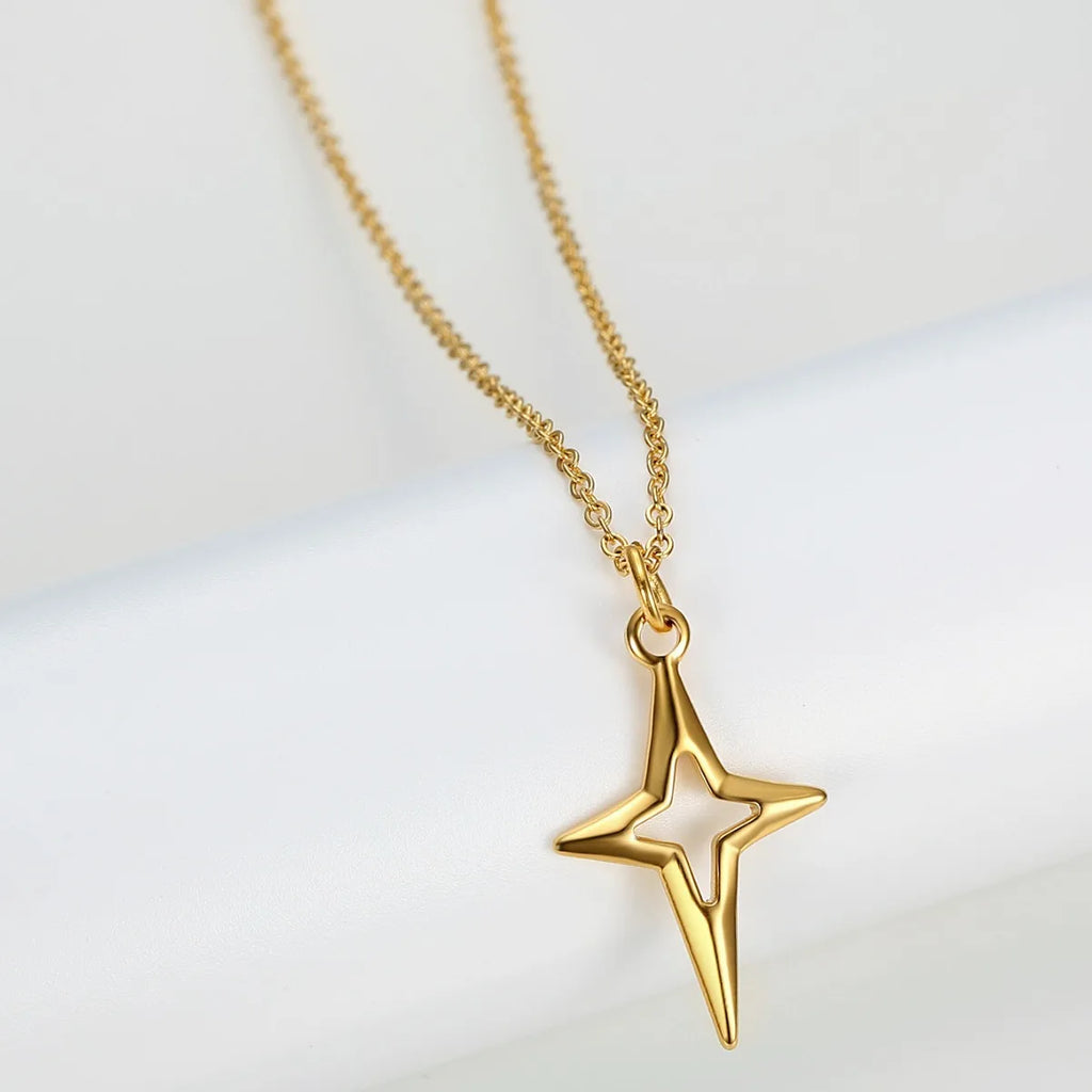 18K Gold Plated Hollow Star Pendant Necklace