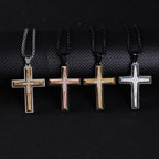Zircon Channel Cross Pendant Necklace