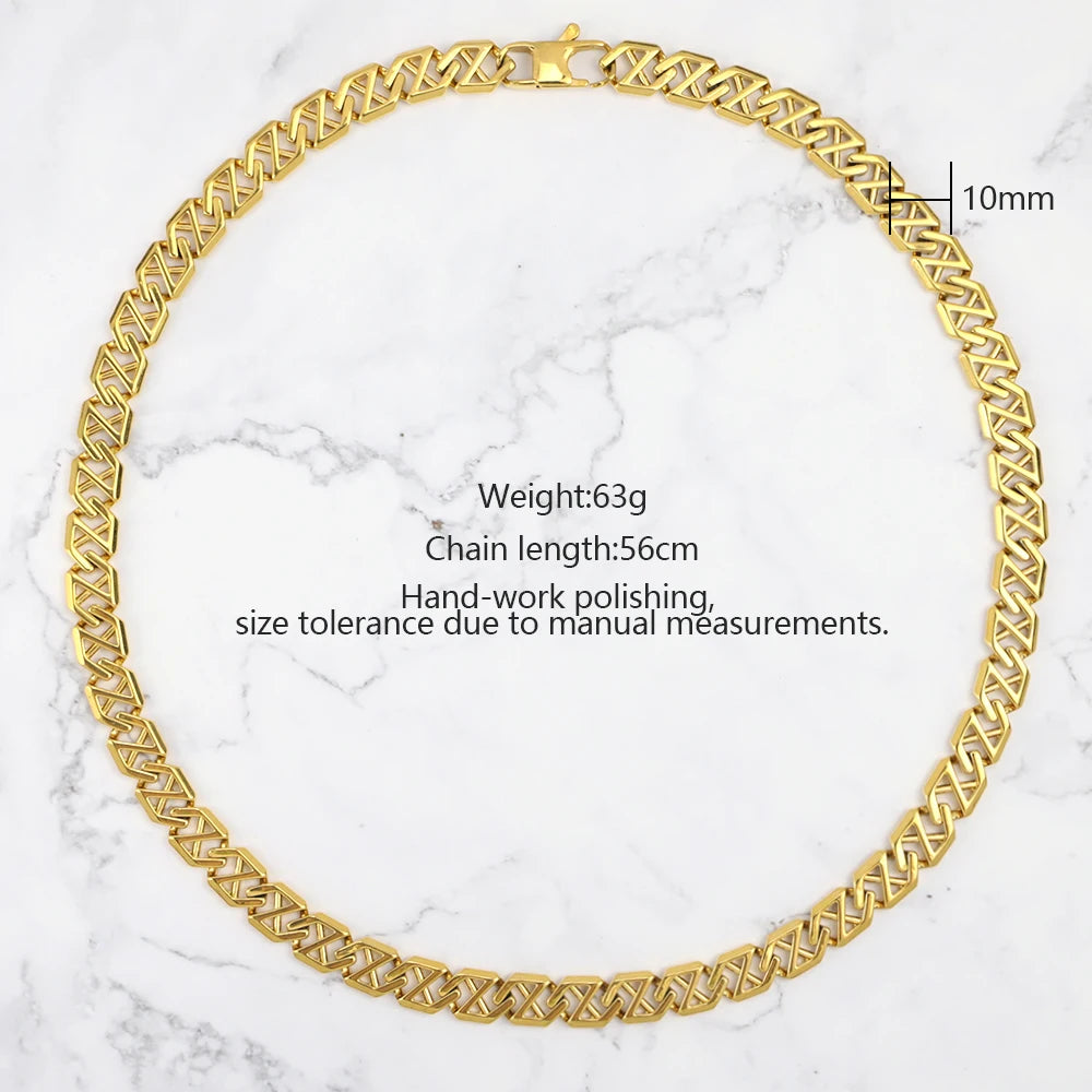 18K Gold Plated Geometric Cuban Necklace 10mm