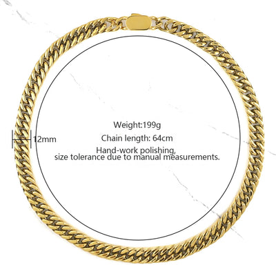 Four Sided Grind Cuban Chain Necklace 12mm