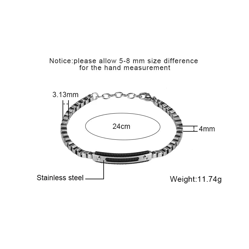 Stainless Steel Box Chain Bar Bracelet
