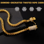 18K Gold Plated Franco Chain Necklace with Zircon Clasp