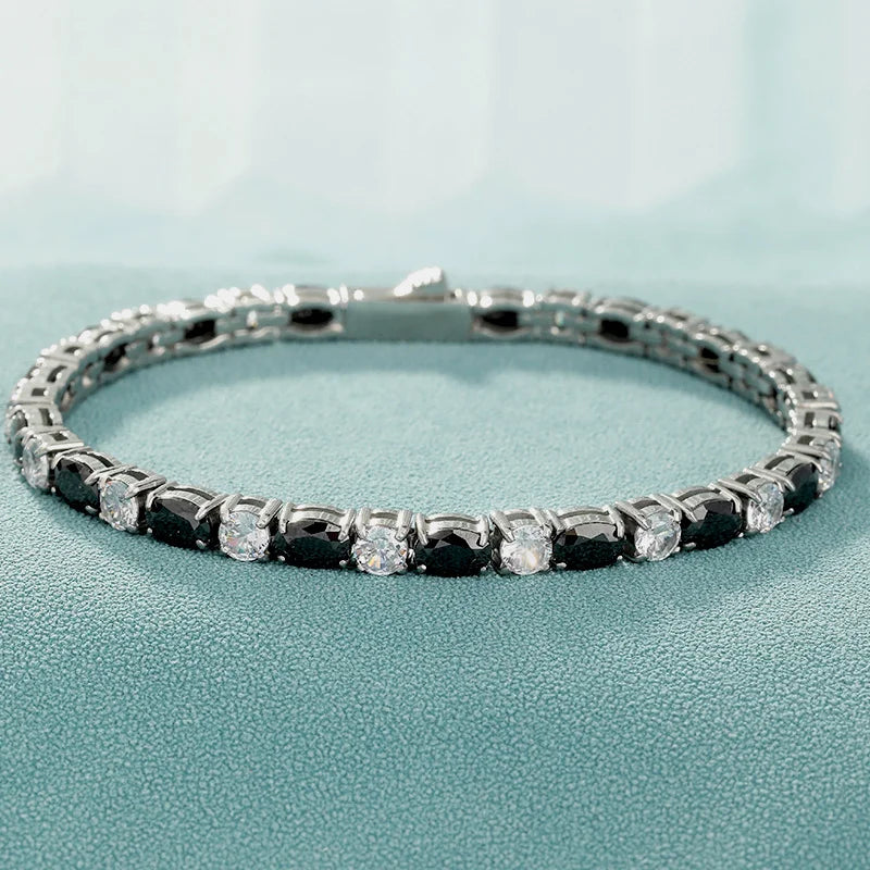 Two-Tone Alternating Cut Tennis Bracelet