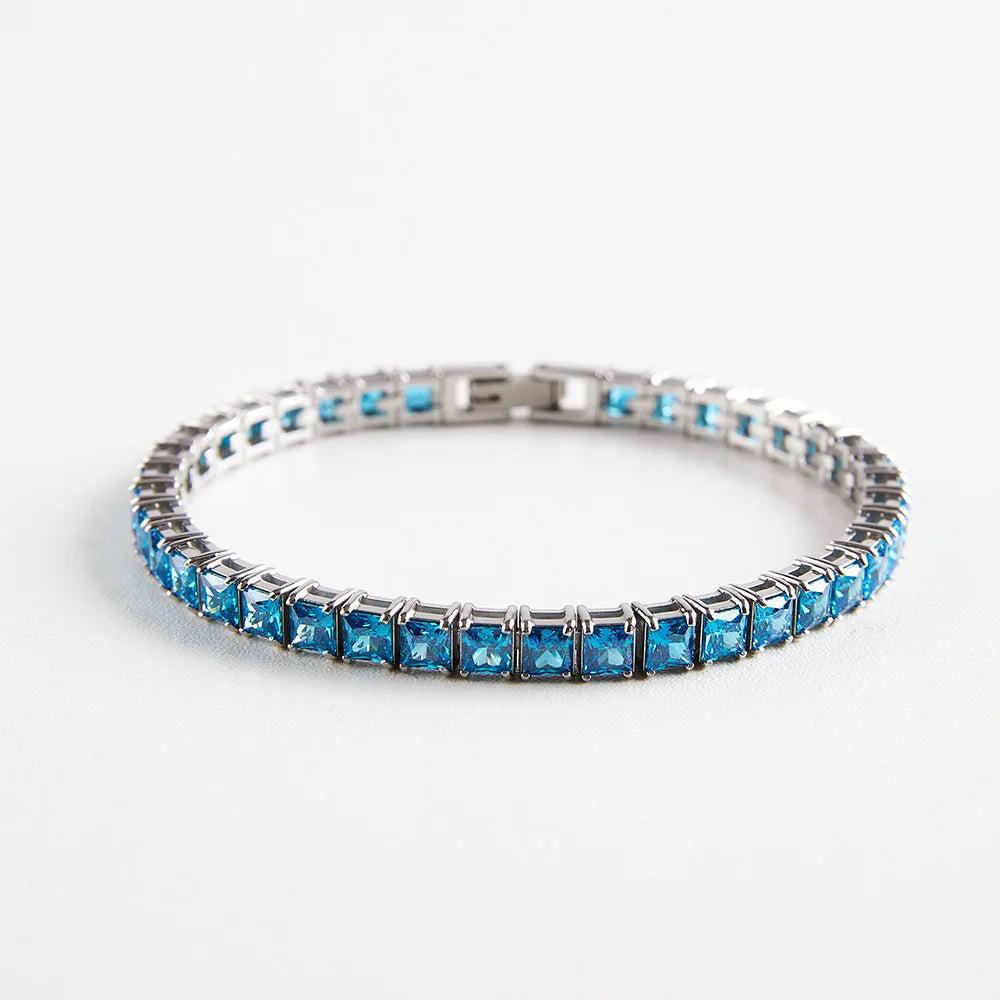 Steel Square Cut Zircon Tennis Bracelet