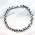 Silver with Light Blue Zircon