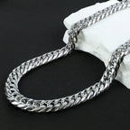 Polished Steel Chunky Cuban Link Necklace