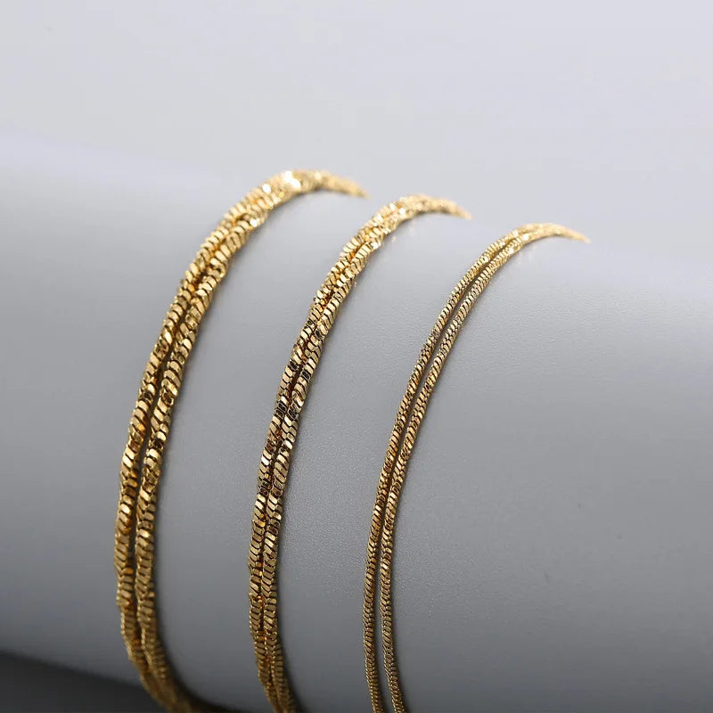 18K Gold Plated Twisted Singapore Necklace in Steel