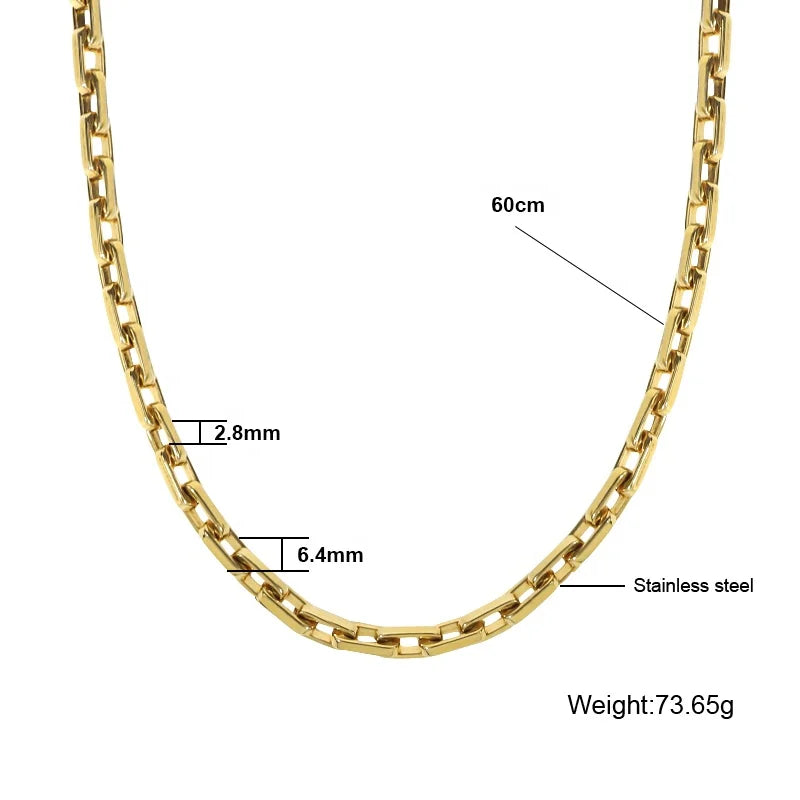 Rectangle Link Chain Necklace in Steel and Gold