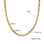 Rectangle Link Chain Necklace in Steel and Gold