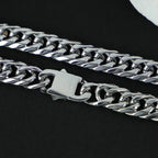 Polished Steel Chunky Cuban Link Necklace