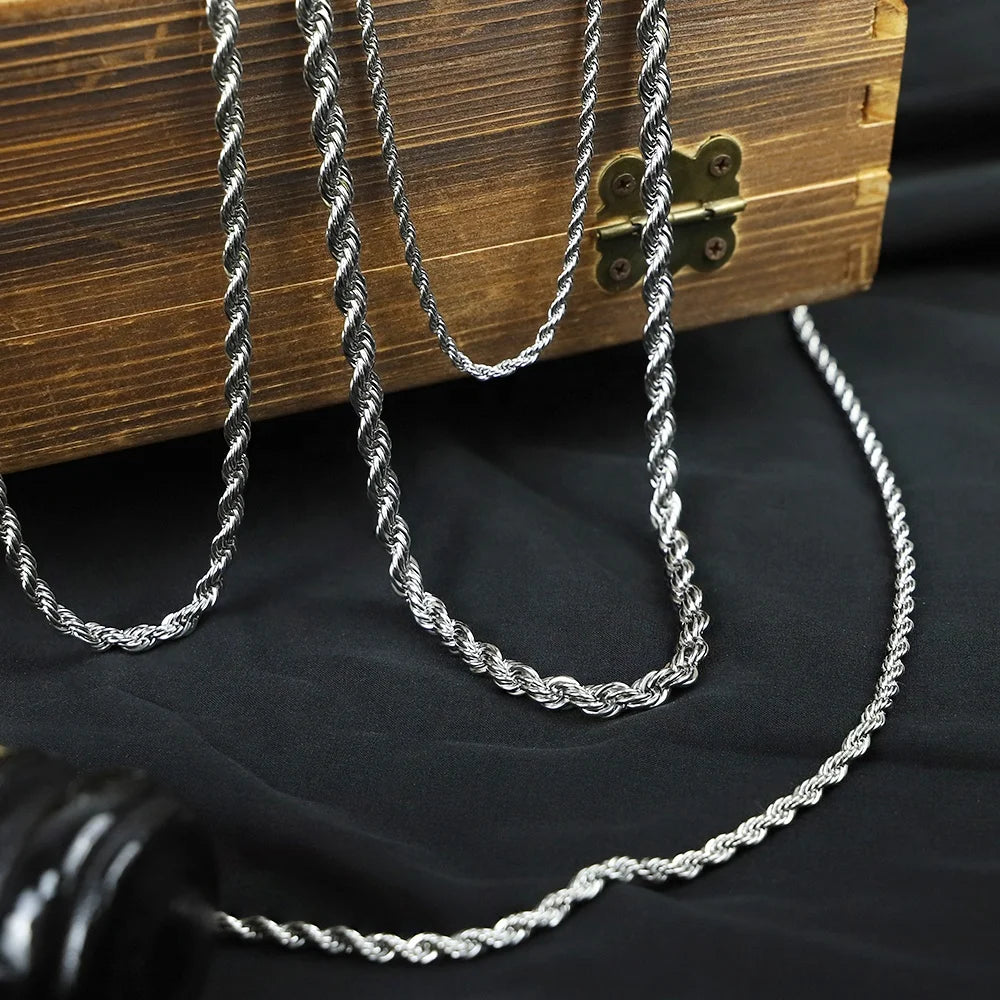 Steel Rope Chain Necklace in Four Widths