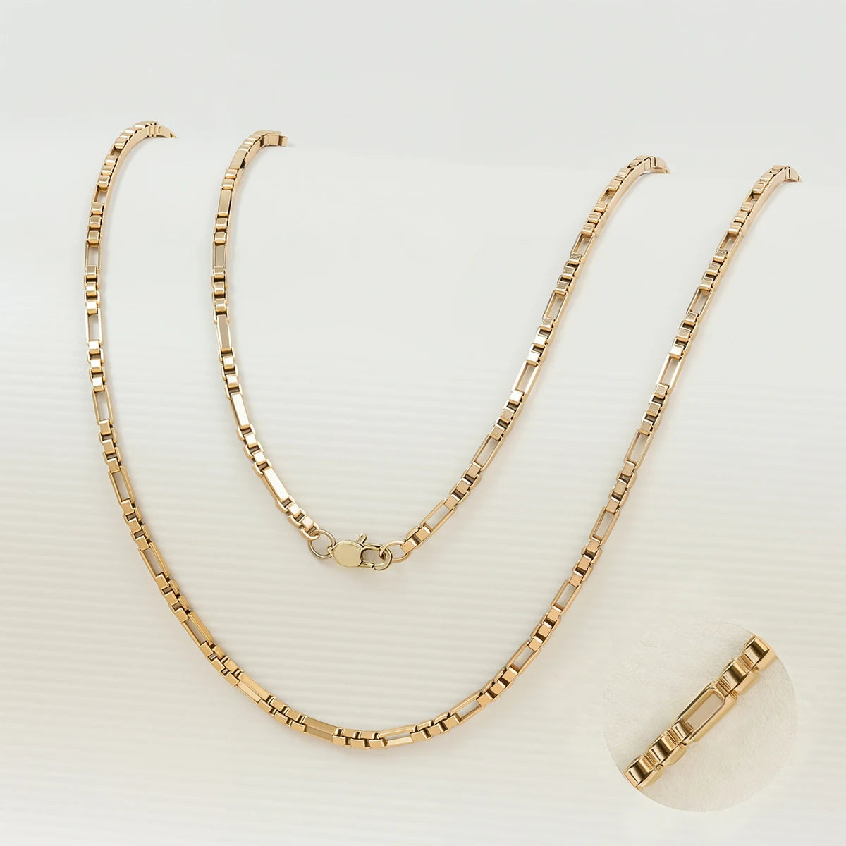 18K Gold Plated Box Chain Necklace in 3mm Steel
