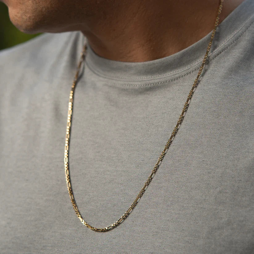 18K Gold Plated Box Chain Necklace in 3mm Steel