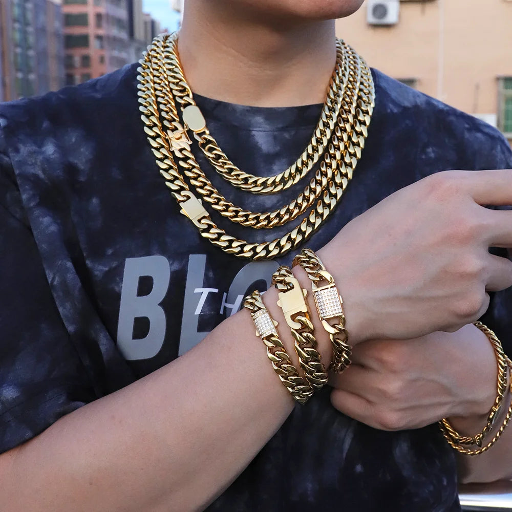 18K Gold Plated Cuban Link Necklace 14mm