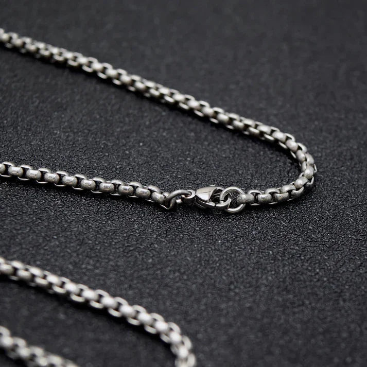 Pure Titanium Box Chain Necklace in Polished Silver