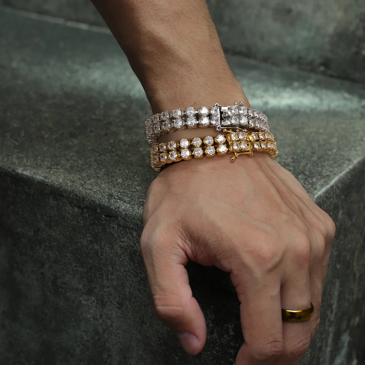 18K Gold PVD Double Row Tennis Bracelet