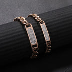 Steel ID Bracelet with Channel-Set Zircon