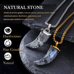 Labradorite Fang Pendant Necklace in Steel
