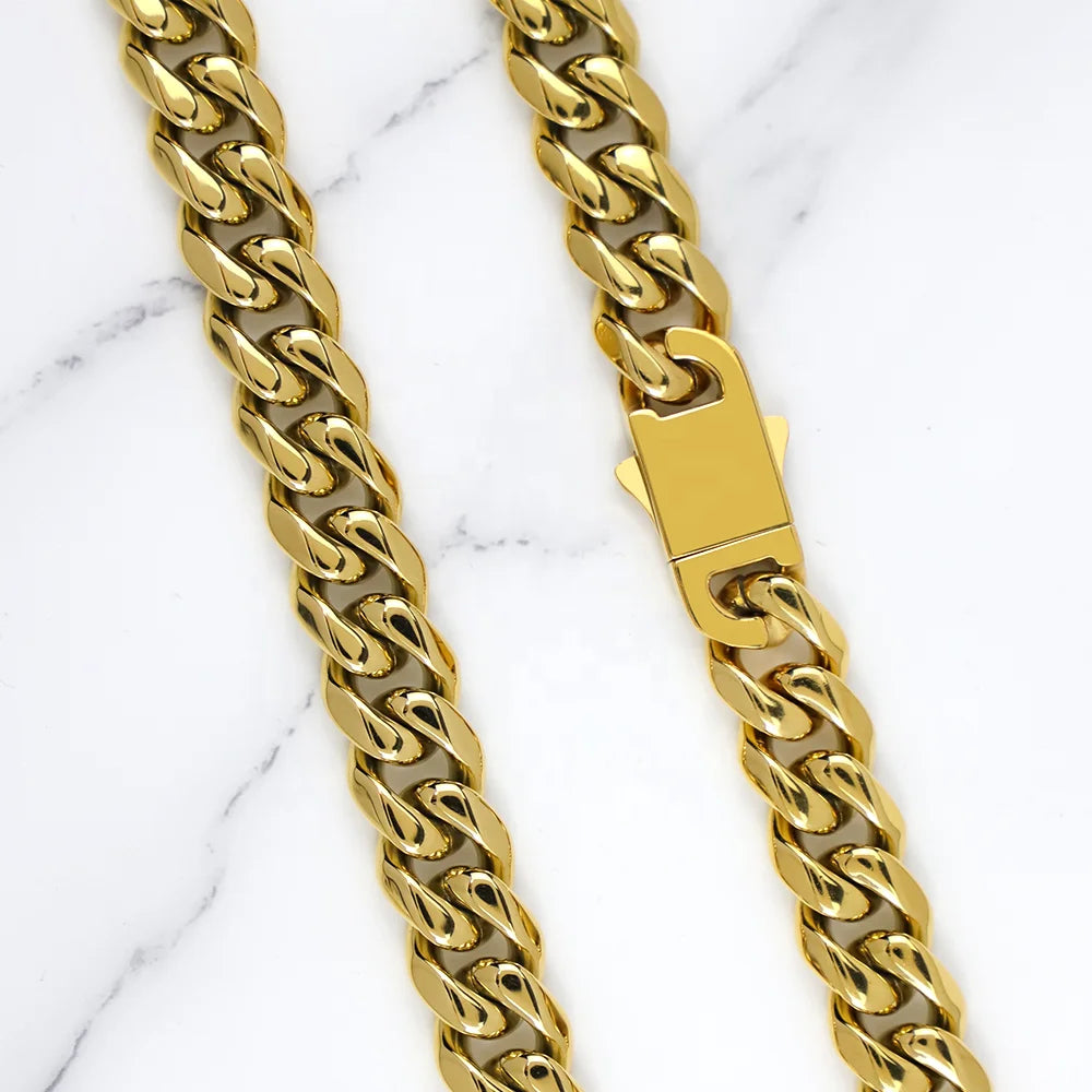 18K Gold Plated Cuban Link Necklace 14mm