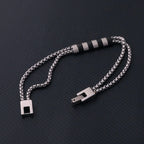 Steel Double Box Chain Bracelet with Black Accents